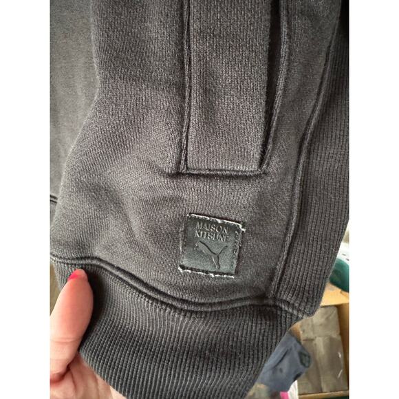 Puma x Maison Kitsune Mens M Black Quarter Zip Sweatshirt Fox Logo Pullover - Picture 4 of 6